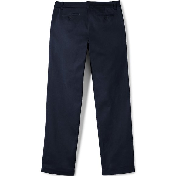 NWT LANDS' END WOMEN'S PLAIN FRONT CHINO PANTS CLASSIC NAVY UNHEMMED 0 - Picture 3 of 6